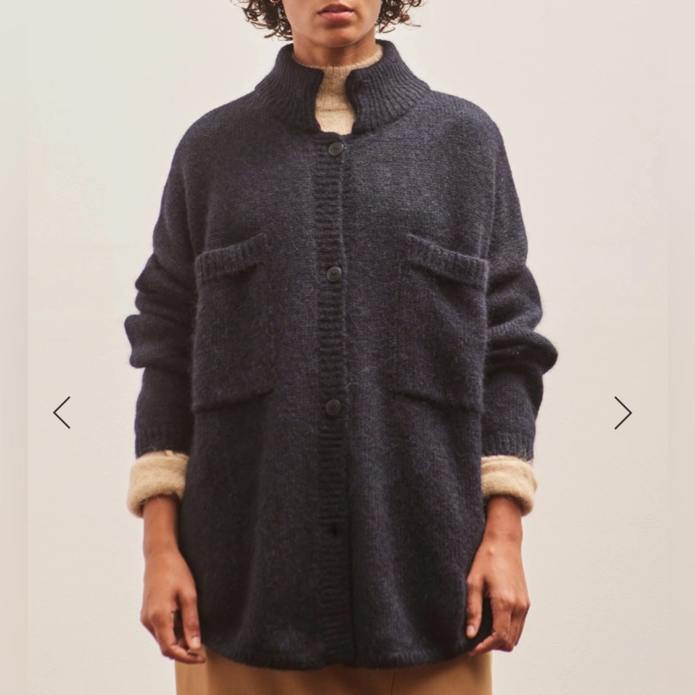 Cordera baby alpaca polo jacket in navy blue